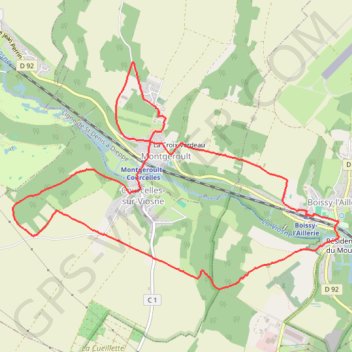 Itinéraire Montgeroult, distance, dénivelé, altitude, carte, profil, trace GPS