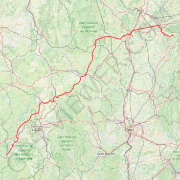 Itinéraire JURA vers AUVERGNE, distance, dénivelé, altitude, carte, profil, trace GPS