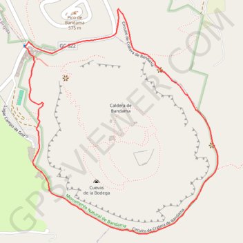 Itinéraire Monumento Natural de Bandama, distance, dénivelé, altitude, carte, profil, trace GPS