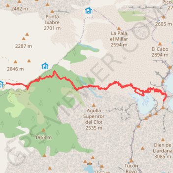 Itinéraire Posets, distance, dénivelé, altitude, carte, profil, trace GPS