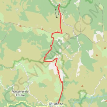 Itinéraire Le Pont de Montvert - Gite Bleymard, distance, dénivelé, altitude, carte, profil, trace GPS