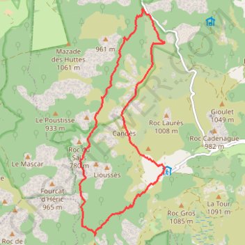 Itinéraire Caroux-Gorges Heric, distance, dénivelé, altitude, carte, profil, trace GPS