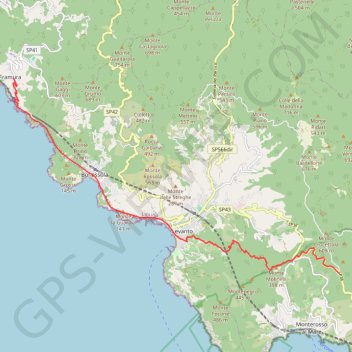 Itinéraire De Nostra Signora di Soviore à Framura, distance, dénivelé, altitude, carte, profil, trace GPS