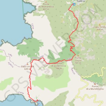 Itinéraire Galéria - Girolata, distance, dénivelé, altitude, carte, profil, trace GPS