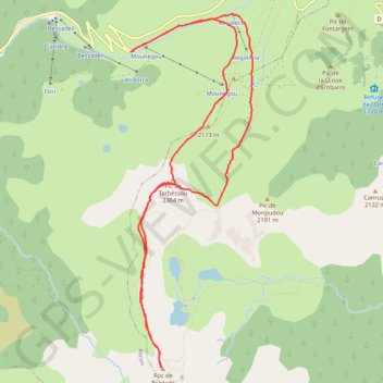 Itinéraire Roc de Bragues - Pic de Tarbésou, distance, dénivelé, altitude, carte, profil, trace GPS