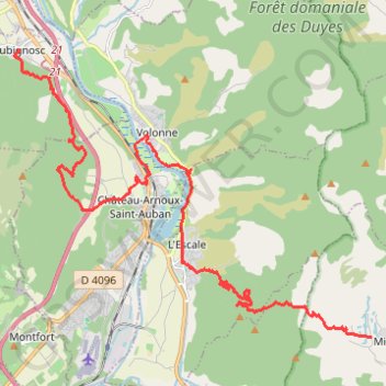 Itinéraire Aubignosc - Mirabeau, distance, dénivelé, altitude, carte, profil, trace GPS