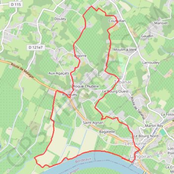 Itinéraire Langoiran, distance, dénivelé, altitude, carte, profil, trace GPS