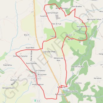 Itinéraire Minez Pempen à Le Saint - circuit n°23, distance, dénivelé, altitude, carte, profil, trace GPS
