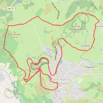 Itinéraire Saint-Martin la plaine, distance, dénivelé, altitude, carte, profil, trace GPS
