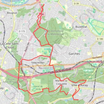 Itinéraire Découverte de la foret de malmaison, distance, dénivelé, altitude, carte, profil, trace GPS