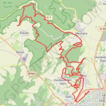 Itinéraire Fontaine-lès-Dijon, distance, dénivelé, altitude, carte, profil, trace GPS