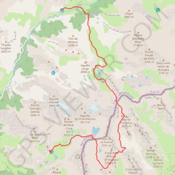 Itinéraire Val Maira - Chambeyron J6 - Maljasset - Ref Chambeyron, distance, dénivelé, altitude, carte, profil, trace GPS
