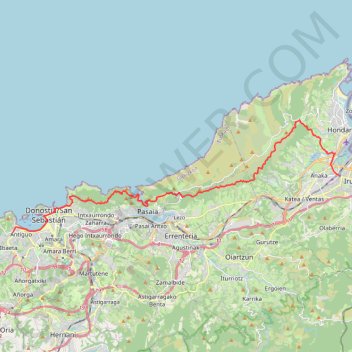 Itinéraire Camino del Norte: Irun - San Sebastián, distance, dénivelé, altitude, carte, profil, trace GPS