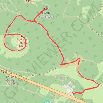 Itinéraire Le puy des Goules, distance, dénivelé, altitude, carte, profil, trace GPS