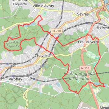 Itinéraire Deux forêts de Chaville à Chaville, distance, dénivelé, altitude, carte, profil, trace GPS