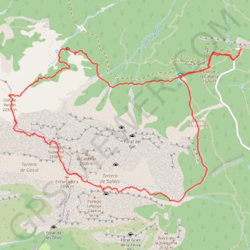 Itinéraire Pedraforca, Pollego Superior, distance, dénivelé, altitude, carte, profil, trace GPS