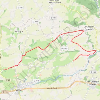 Itinéraire Vassy - Condé en Normandie, distance, dénivelé, altitude, carte, profil, trace GPS