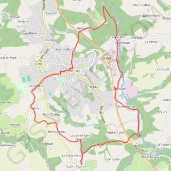Itinéraire Cirkwi-Les_chapelles_au_Faouët_-_circuit_n°3, distance, dénivelé, altitude, carte, profil, trace GPS