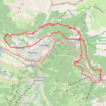 Itinéraire Coupeau servoz passy servoz vaudagne coupeau, distance, dénivelé, altitude, carte, profil, trace GPS