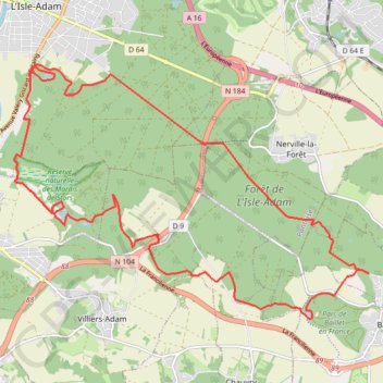 Itinéraire Forêt de L'Isle-Adam - Montsoult, distance, dénivelé, altitude, carte, profil, trace GPS