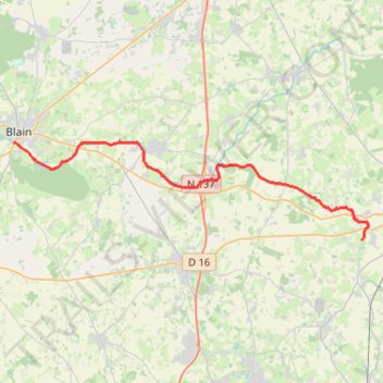 Itinéraire Blain / Nort-sur-Erdre, distance, dénivelé, altitude, carte, profil, trace GPS