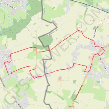 Itinéraire Dans les pas de Monique, distance, dénivelé, altitude, carte, profil, trace GPS