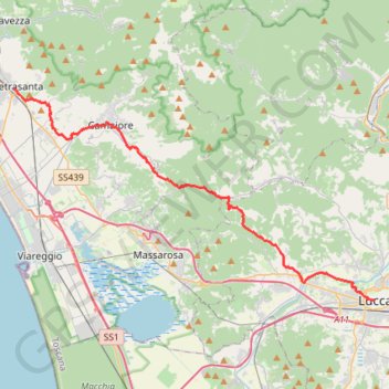 Itinéraire De Pietrasanta à Lucca, distance, dénivelé, altitude, carte, profil, trace GPS