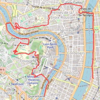 Itinéraire Course à pied dans Lyon, distance, dénivelé, altitude, carte, profil, trace GPS