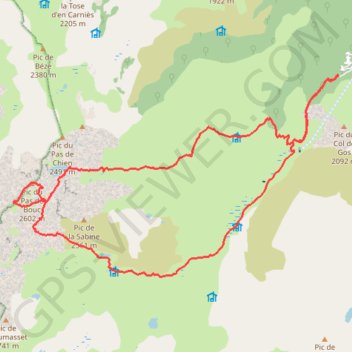 Itinéraire Pic du Pas du Bouc par l'Étang des Milles Roques, distance, dénivelé, altitude, carte, profil, trace GPS
