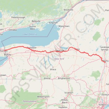 Itinéraire Niagara - Albany, distance, dénivelé, altitude, carte, profil, trace GPS