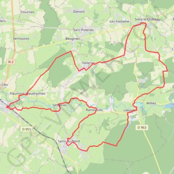 Itinéraire Moulins et kiosques en pays d'Avesnes, distance, dénivelé, altitude, carte, profil, trace GPS