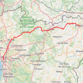 Itinéraire Etape 7 Porto - Bragance, distance, dénivelé, altitude, carte, profil, trace GPS