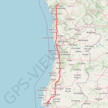 Itinéraire CAMINO PORTUGÉS CENTRAL_1, distance, dénivelé, altitude, carte, profil, trace GPS