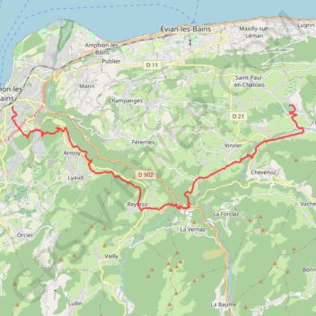 Itinéraire Thonon La Beunaz, distance, dénivelé, altitude, carte, profil, trace GPS