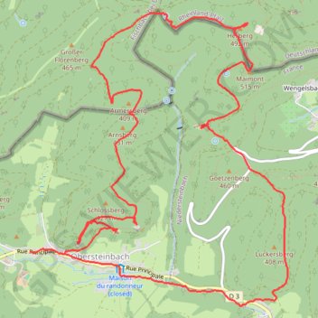 Itinéraire De Obersteinbach au Maimont, distance, dénivelé, altitude, carte, profil, trace GPS