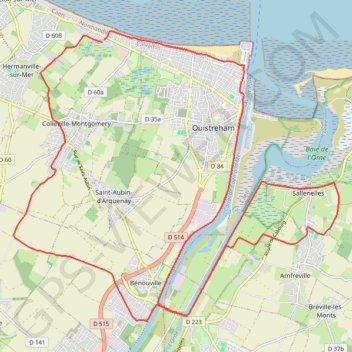 Itinéraire Ouistreham - Salennelles, distance, dénivelé, altitude, carte, profil, trace GPS