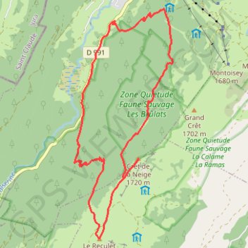 Itinéraire Circuit Reculet - Crêt de la Neige, distance, dénivelé, altitude, carte, profil, trace GPS
