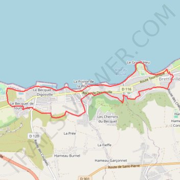 Itinéraire DE BRETTEVILLE AU PORT DU BECQUET, distance, dénivelé, altitude, carte, profil, trace GPS