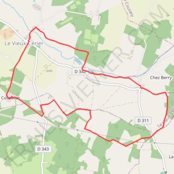 Itinéraire Le Vieux-Cérier sentier les Courades, distance, dénivelé, altitude, carte, profil, trace GPS