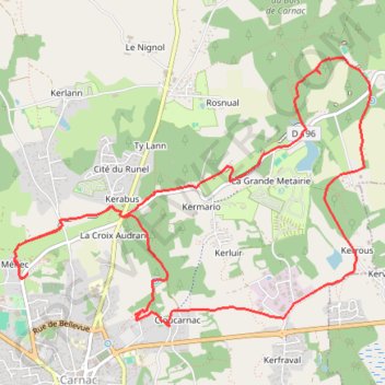 Itinéraire Les alignements de Carnac, distance, dénivelé, altitude, carte, profil, trace GPS
