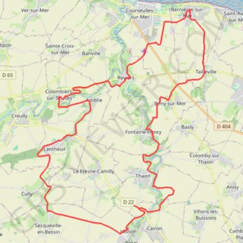 Itinéraire Bernières-sur-Mer, distance, dénivelé, altitude, carte, profil, trace GPS