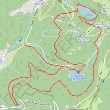 Itinéraire Lacs de Blanchemer et de la Lande - La Bresse, distance, dénivelé, altitude, carte, profil, trace GPS