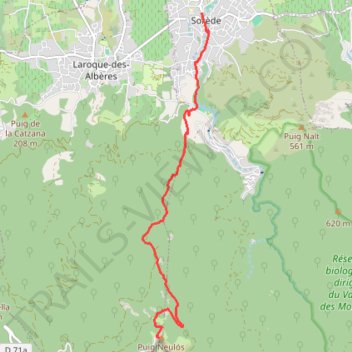 Itinéraire Sorède-Pic Néoulous, distance, dénivelé, altitude, carte, profil, trace GPS