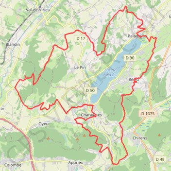 Itinéraire Grand tour de Paladru, distance, dénivelé, altitude, carte, profil, trace GPS