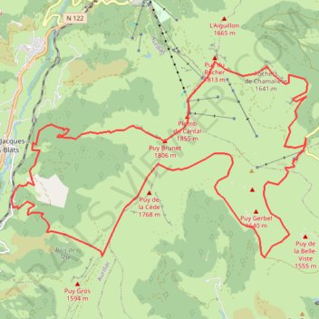 Itinéraire rando cantal1-19009502, distance, dénivelé, altitude, carte, profil, trace GPS