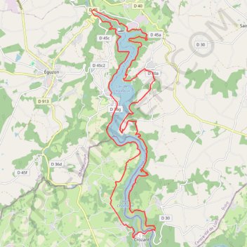 Itinéraire Tour du lac d'Eguzon, distance, dénivelé, altitude, carte, profil, trace GPS