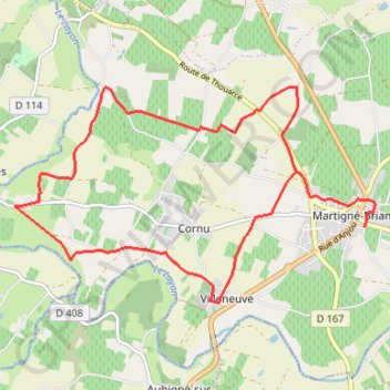 Itinéraire Sur les pas de Saint-Martin - Martigné - Briand, distance, dénivelé, altitude, carte, profil, trace GPS