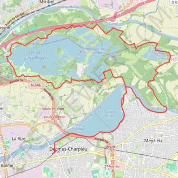 Itinéraire Parc de Miribel Jonage - Décines-Charpieu, distance, dénivelé, altitude, carte, profil, trace GPS