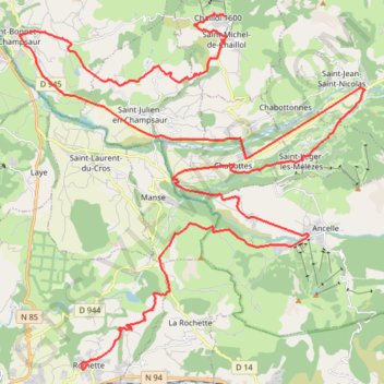 Itinéraire 04/01/2013 Arrondissement Of Gap, PACA, France, distance, dénivelé, altitude, carte, profil, trace GPS