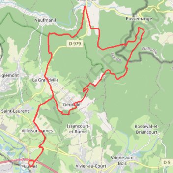 Itinéraire Lumes - Gespon, distance, dénivelé, altitude, carte, profil, trace GPS